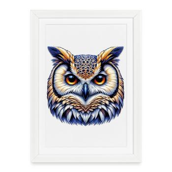 Hibou - Affiche encadrée (27 × 37 cm) - blanc - Devant