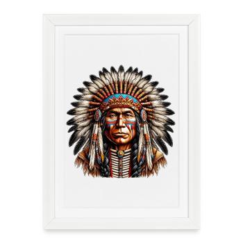 Amérindien Peau rouge d’Amérique - Affiche encadrée (27 × 37 cm) - blanc - Devant