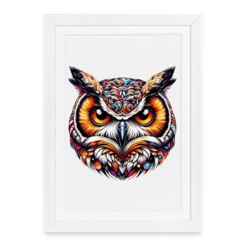 Hibou - Affiche encadrée (27 × 37 cm) - blanc - Devant