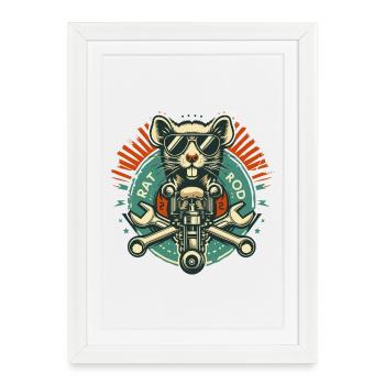 Ratsking Ratlook Shirt – Rustic Custom Style - Framed poster (27 × 37 cm) - white - Front