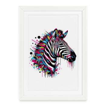 Zèbre - Affiche encadrée (27 × 37 cm) - blanc - Devant