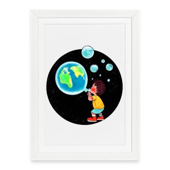 Planet Earth - Framed poster (27 × 37 cm) - white - Front