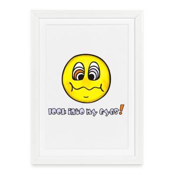 Hypnose - gelbes Gesicht - Lustiges Emoticon  - Gerahmtes Poster (27 × 37 cm) - Weiß - Vorne