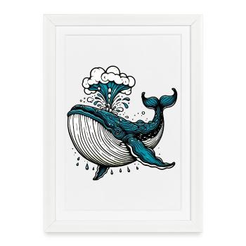 Whale - Framed poster (27 × 37 cm) - white - Front