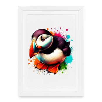 Puffin - Framed poster (27 × 37 cm) - white - Front