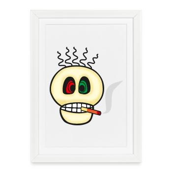 Rauchen ist giftig - Totenkopf Emoticon - Gerahmtes Poster (27 × 37 cm) - Weiß - Vorne