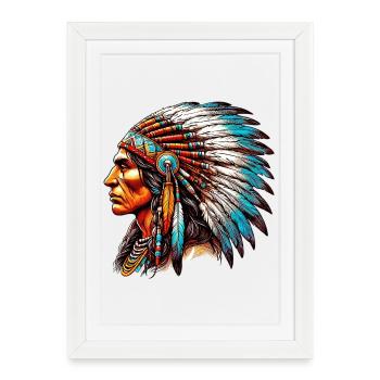 Amérindien Américain - Affiche encadrée (27 × 37 cm) - blanc - Devant