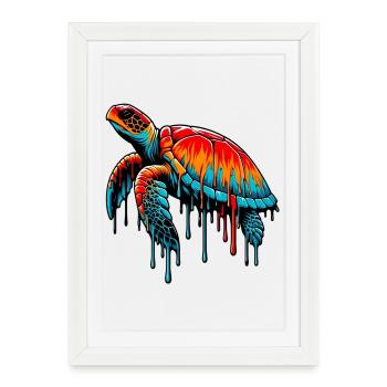 Turtle - Framed poster (27 × 37 cm) - white - Front