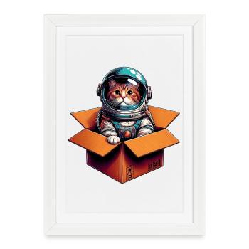 Chat astronaute - Affiche encadrée (27 × 37 cm) - blanc - Devant