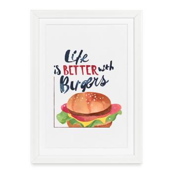 life is better with burgers cool - Framed poster (27 × 37 cm) - white - Front