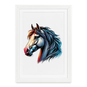 Cheval - Affiche encadrée (27 × 37 cm) - blanc - Devant
