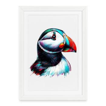 Puffin - Framed poster (27 × 37 cm) - white - Front
