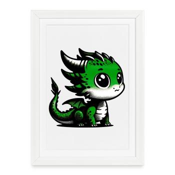 Dragon - Affiche encadrée (27 × 37 cm) - blanc - Devant