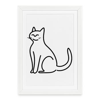 Chat - Affiche encadrée (27 × 37 cm) - blanc - Devant
