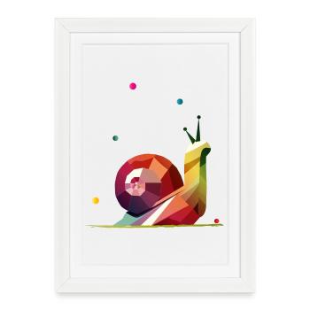 escargot coloré en design géométrique - Affiche encadrée (27 × 37 cm) - blanc - Devant