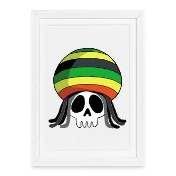 Skull reggae music - Framed poster (27 × 37 cm) - white - Front