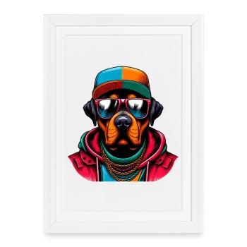 Chien - Affiche encadrée (27 × 37 cm) - blanc - Devant