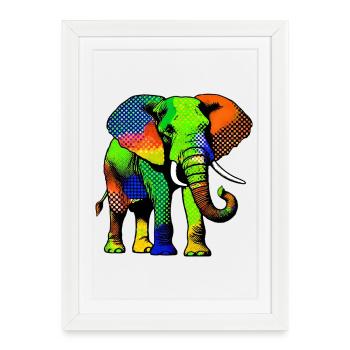 Éléphant - Affiche encadrée (27 × 37 cm) - blanc - Devant