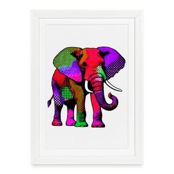 Éléphant - Affiche encadrée (27 × 37 cm) - blanc - Devant