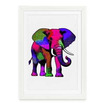 Éléphant - Affiche encadrée (27 × 37 cm) - blanc - Devant