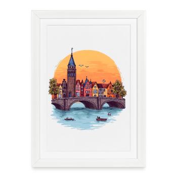 Horizon d’Amsterdam - - Affiche encadrée (27 × 37 cm) - blanc - Devant