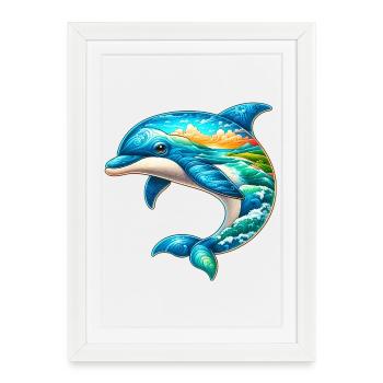 Dauphin - Affiche encadrée (27 × 37 cm) - blanc - Devant