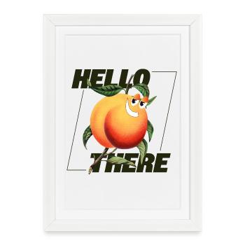 Peach Retro – Déclaration Hello There - Affiche encadrée (27 × 37 cm) - blanc - Devant