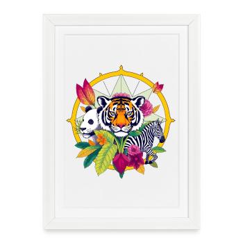 Tiger Panda Zebra - Framed poster (27 × 37 cm) - white - Front