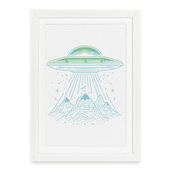 UFO Mountain Abduction - Mysterious Sci-Fi Design - Framed poster (27 × 37 cm) - white - Front