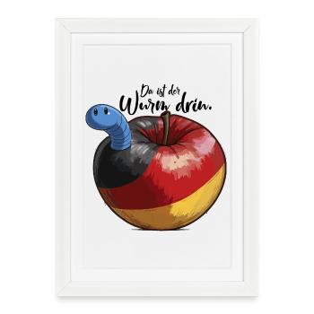 In Deutschland ist der blaue Wurm im Apfel Fck afd - Gerahmtes Poster (27 × 37 cm) - Weiß - Vorne
