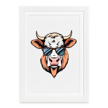 Cow - Framed poster (27 × 37 cm) - white - Front