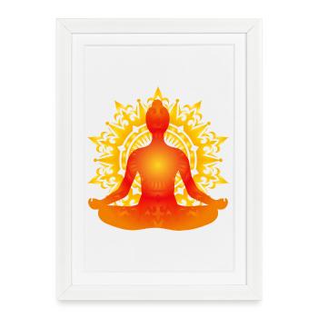 Luminous Yoga Silhouette with Sun Mandala - Framed poster (27 × 37 cm) - white - Front