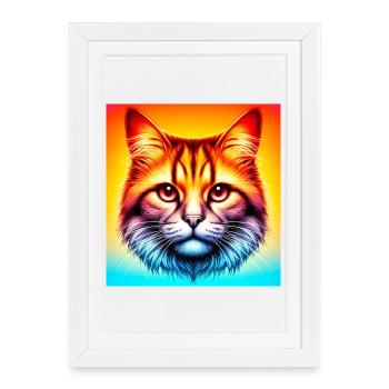 chat - Affiche encadrée (27 × 37 cm) - blanc - Devant