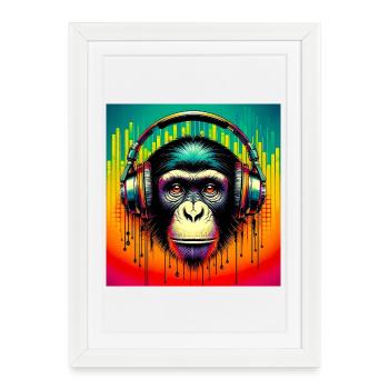 Singe chimpanzé - Affiche encadrée (27 × 37 cm) - blanc - Devant