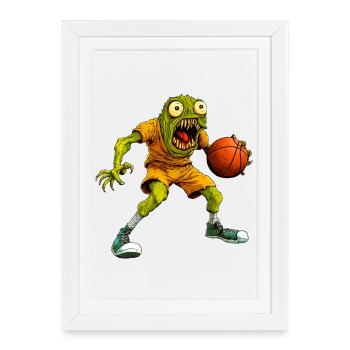 Monster Basketball - Framed poster (27 × 37 cm) - white - Front