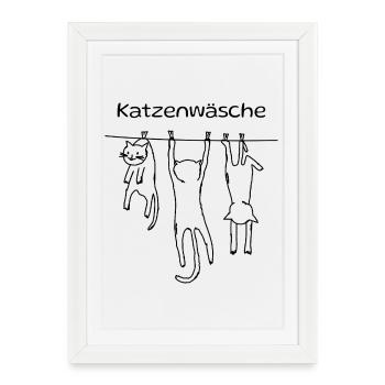 Chemise Funny Cat Wash Design - Affiche encadrée (27 × 37 cm) - blanc - Devant