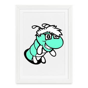 chenille nerd regarde trou geek ver lunettes à monture d'écaille intelligent - Affiche encadrée (27 × 37 cm) - blanc - Devant