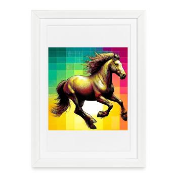 cheval - Affiche encadrée (27 × 37 cm) - blanc - Devant