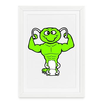 Caterpillar Bodybuilder Muscle Building Strong Fitness Gym - Framed poster (27 × 37 cm) - white - Front