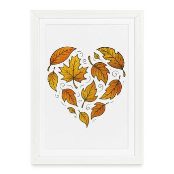 Autumn Heart Leaf Pattern - Framed poster (27 × 37 cm) - white - Front