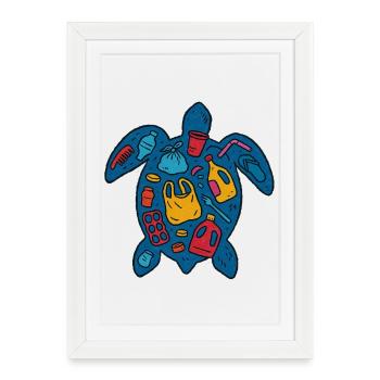 Eco-Friendly Turtle with Waste Art - Framed poster (27 × 37 cm) - white - Front