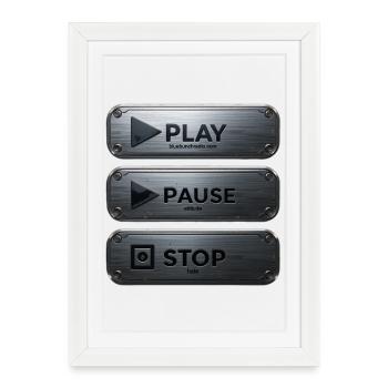 Play Bluebunch Radio, Pause Attitude, Stop Hate - Framed poster (27 × 37 cm) - white - Front