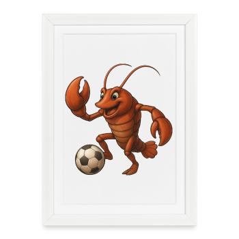 Mignon homard joueur de football drôle club de football - Affiche encadrée (27 × 37 cm) - blanc - Devant