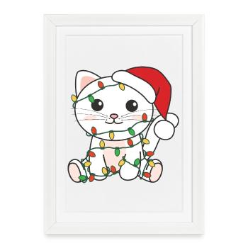 Cat Christmas Winter Animals Cats - Framed poster (27 × 37 cm) - white - Front