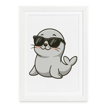 Cool otter with sunglasses - Framed poster (27 × 37 cm) - white - Front