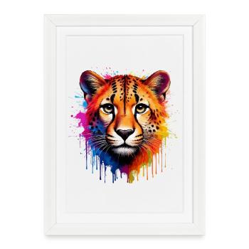 Vivid Cheetah Portrait Art Design - Framed poster (27 × 37 cm) - white - Front