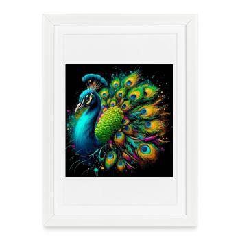 peacock - Framed poster (27 × 37 cm) - white - Front