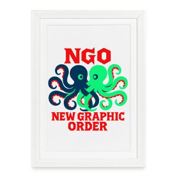 Nouvel ordre graphique Octopus - Affiche encadrée (27 × 37 cm) - blanc - Devant