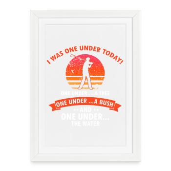 blague de golf drôle un sous l’arbre buisson eau - Affiche encadrée (27 × 37 cm) - blanc - Devant