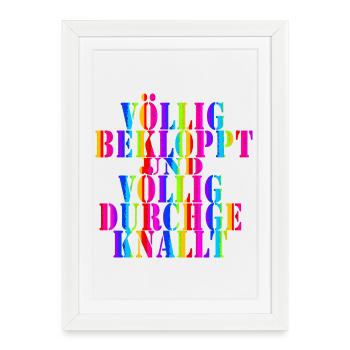 Naughty Saying Full Color Typo Kaleidoscope Retro - Framed poster (27 × 37 cm) - white - Front